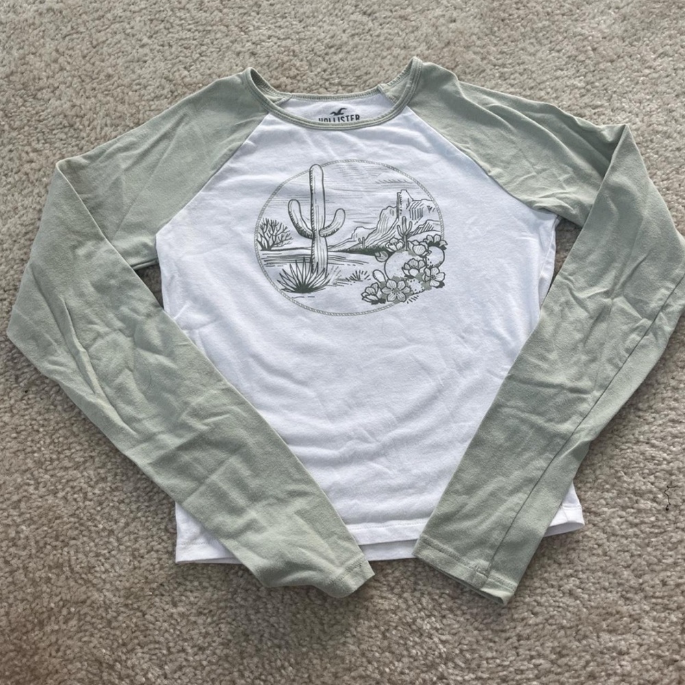 Hollister green long sleeves with cactus